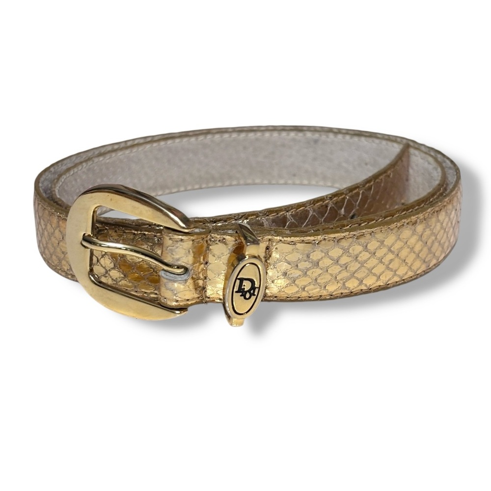DIOR Gold Snakeskin Belt Gold Hardware Size SM VINTAGE